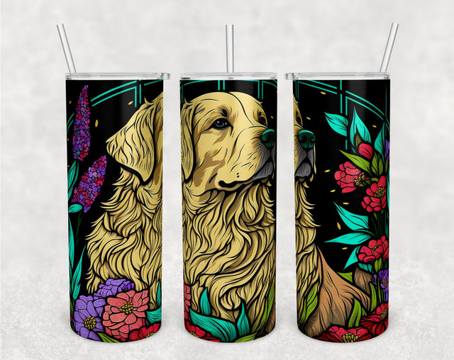 Golden Retriever Tumbler Wrap, Goldie Tumbler Sublimation Design, 20 oz Skinny Tumbler PNG Sublimation HappyDesignStudio 