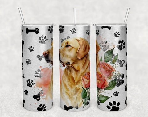 Golden Retriever Tumbler Wraps Bundle, 20 Oz Skinny Tumbler Golden Retriever Sublimation Designs, Seamless Goldie PNG, 5 Designs Sublimation HappyDesignStudio 