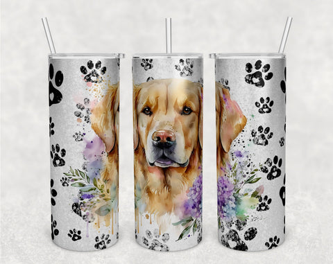 Golden Retriever Tumbler Wraps Bundle, 20 Oz Skinny Tumbler Golden Retriever Sublimation Designs, Seamless Goldie PNG, 5 Designs Sublimation HappyDesignStudio 