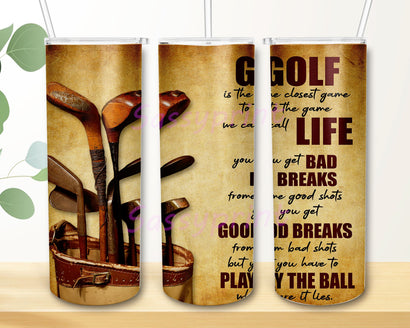 Golf 20oz Skinny Tumbler Sublimation Wrap Design PNG Digital Download Sublimation sassyprint 