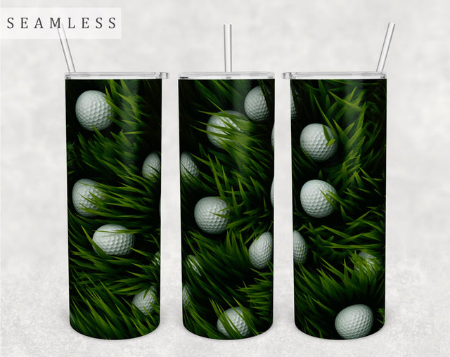 Golf Balls In The Grass Tumbler Wrap, 20 Oz Skinny Tumbler Sublimation Design, Seamless Golf Tumbler PNG Sublimation HappyDesignStudio 