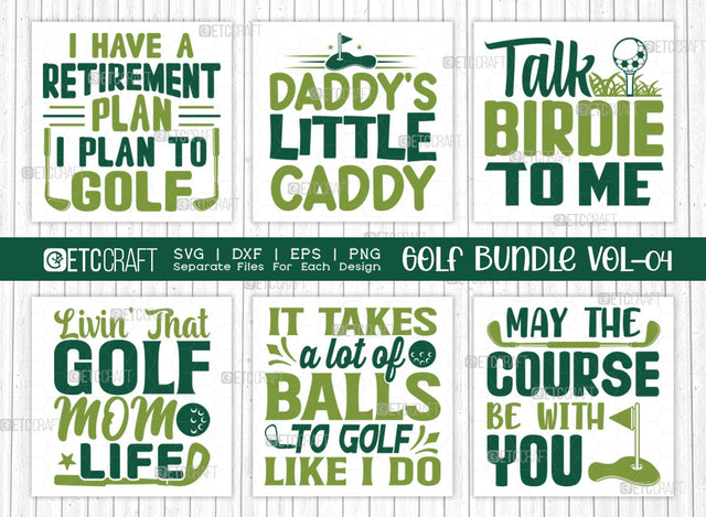 Golf Bundle Vol-04 SVG Cut File | Sports Svg | Daddys Little Caddy Svg | Talk Birdie To Me Svg | Livin That Golf Mom Life Svg | May The Course Be With You Svg | Quote Design SVG ETC Craft 