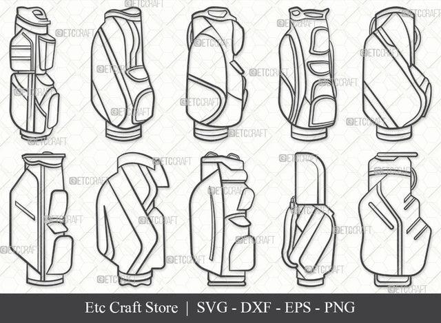 Golf Cart Bag SVG, Bag Outline, Sports Svg, Golfing Svg, Golf Bag Svg, Sports Lover Svg, Golf Lover Svg, Golf Bag Bundle SVG ETC Craft 