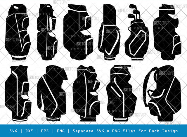 Golf Cart Bag SVG, Bag Silhouette, Sports Svg, Golfing Svg, Golf Bag Svg, Sports Lover Svg, Golf Lover Svg, Golf Bag Bundle SVG ETC Craft 