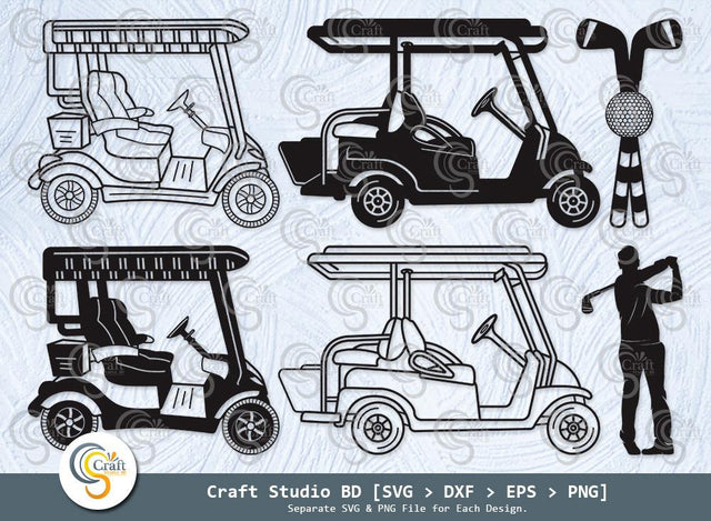 Golf Cart Silhouette, Golf Cart SVG, Golf Cart Player Svg, Golfing Svg, Golf Stick Svg, Golf Svg, Golf Cart Bundle SVG ETC Craft 