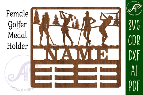 Golf female medal holder Name svg laser cut template SVG APInspireddesigns 