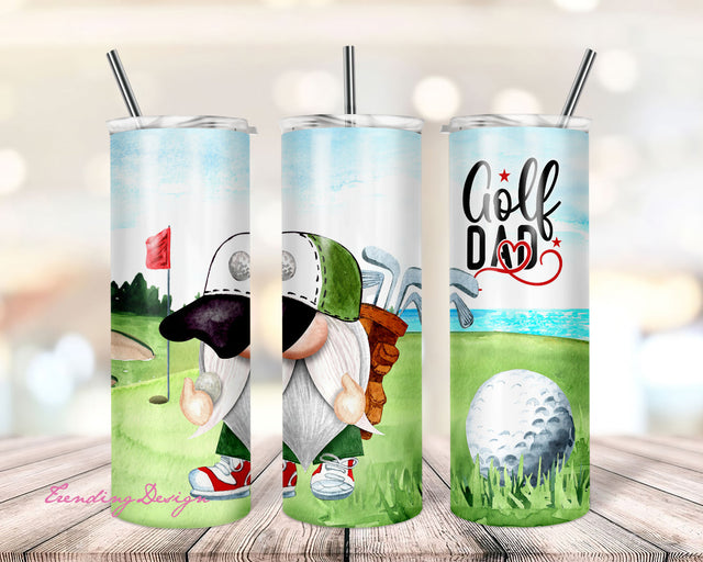 Golf Gnome Tumbler Wrap PNG, Gift for him, 20oz Skinny Tumbler Wrap Sublimation TrendingDesign 