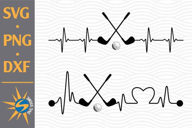 Golf Heartbeat SVG, PNG, DXF Digital Files Include SVG SVGStoreShop 