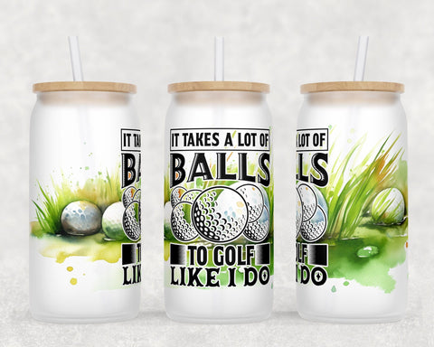 Golf Libbey Glass Can Wraps, 16oz Glass Can Sublimation Designs, Golf Quotes Glass Can PNG Files Sublimation HappyDesignStudio 
