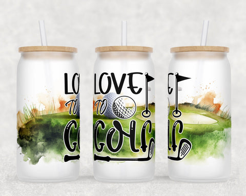 Golf Libbey Glass Can Wraps, 16oz Glass Can Sublimation Designs, Golf Quotes Glass Can PNG Files Sublimation HappyDesignStudio 