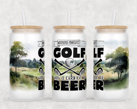 Golf Libbey Glass Can Wraps, 16oz Glass Can Sublimation Designs, Golf Quotes Glass Can PNG Files Sublimation HappyDesignStudio 