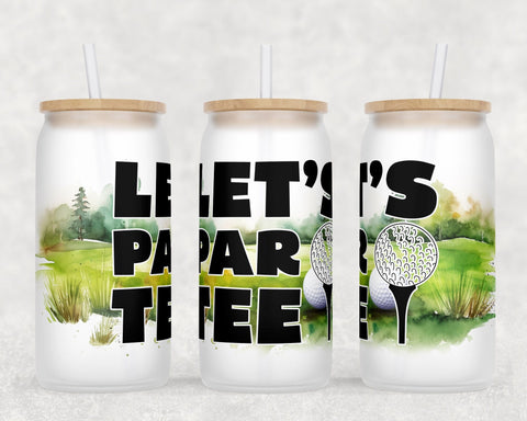 Golf Libbey Glass Can Wraps, 16oz Glass Can Sublimation Designs, Golf Quotes Glass Can PNG Files Sublimation HappyDesignStudio 
