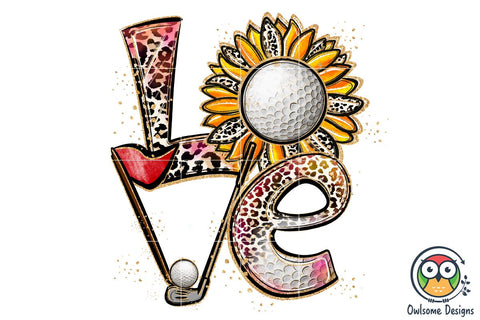 Golf Love Sublimation PNG Designs Sublimation Owlsome.Designs 