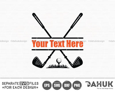 Golf name frame and ball svg, Golf ball Split Monogram svg, Golf Logo, Golf frame design, svg, eps, dxf, png SVG dahukdesign 