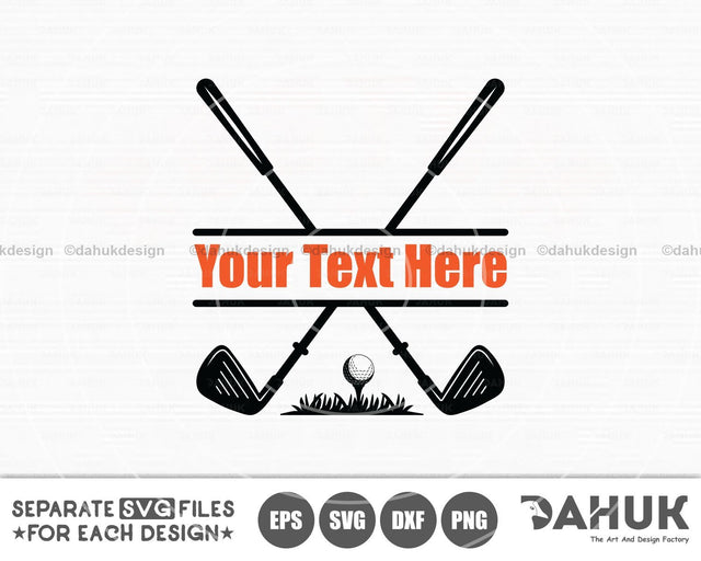 Golf name frame and ball svg, Golf ball Split Monogram svg, Golf Logo, Golf frame design, svg, eps, dxf, png SVG dahukdesign 