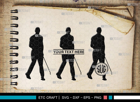 Golf Player Monogram, Golf Player Silhouette, Golf Svg, Golfer Svg, Sports svg, Golf Man Svg, SB00117 SVG ETC Craft 