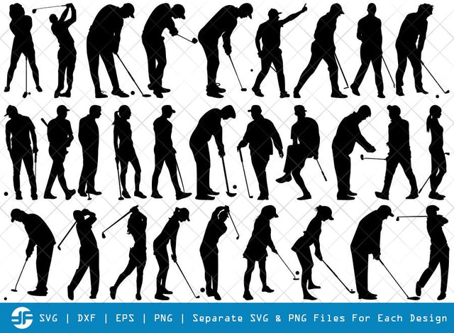 Golf Player SVG Cut Files | Golfer Silhouette Bundle SVG ETC Craft 