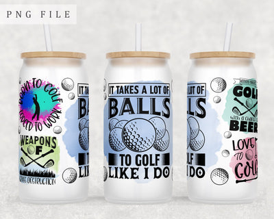 Golf Quotes Libbey Glass Can Wrap, 16oz Glass Can Sublimation Design, Golf Sayings Glass Can PNG File Sublimation HappyDesignStudio 