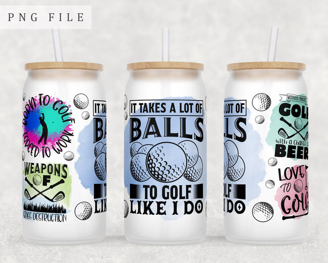Golf Quotes Libbey Glass Can Wrap, 16oz Glass Can Sublimation Design, Golf Sayings Glass Can PNG File Sublimation HappyDesignStudio 