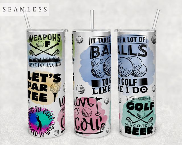 Golf Quotes Tumbler Wrap, 20 Oz Skinny Tumbler Sublimation Design, Seamless Golf Tumbler PNG Sublimation HappyDesignStudio 