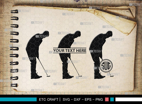 Golf Set Monogram, Golf Set Silhouette, Golfing Silhouette Svg, Golf Player Svg, Golf Ball Svg, Golf Club Svg, Sports, SB00118 SVG ETC Craft 
