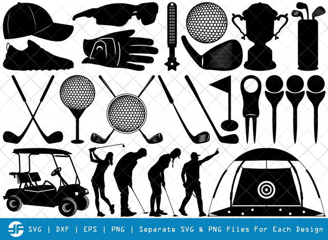 Golf Set SVG Cut Files | Golfing Silhouette Bundle SVG ETC Craft 