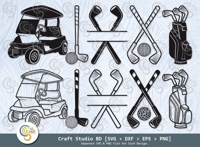 Golf Silhouette, Golf SVG, Golfing SVG, Monogram Frame Svg, Golf Ball Svg, Golf Club Svg, Golf Bundle SVG ETC Craft 