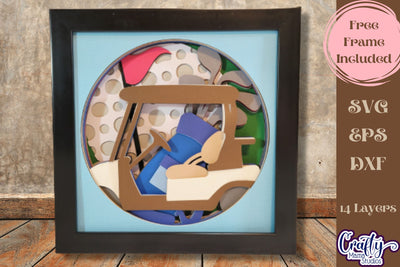 Golf Svg Shadow Box, 3D Layered Sports Golf Theme Cut File SVG Crafty Mama Studios 