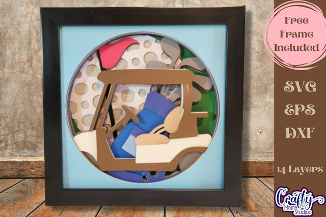 Golf Svg Shadow Box, 3D Layered Sports Golf Theme Cut File SVG Crafty Mama Studios 