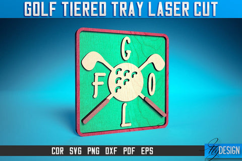 Golf Tiered Tray Laser Cut SVG | Tiered Tray Laser Cut SVG Design | CNC Files SVG Fly Design 