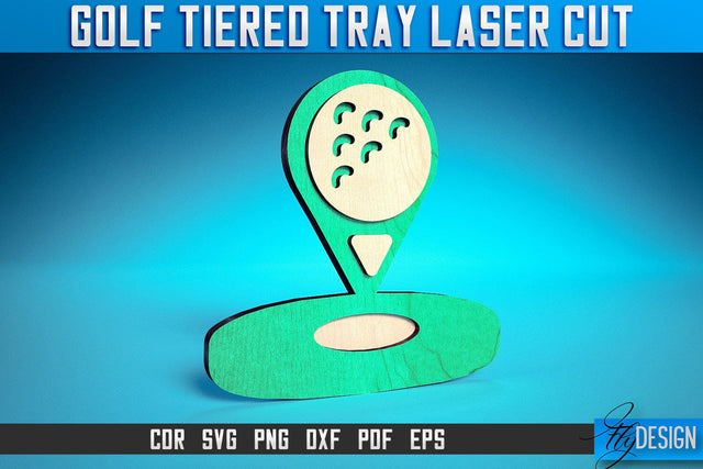 Golf Tiered Tray Laser Cut SVG | Tiered Tray Laser Cut SVG Design | CNC Files SVG Fly Design 