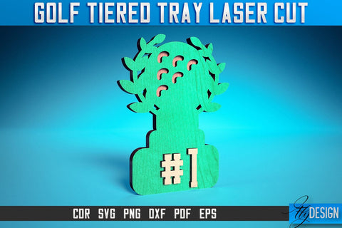 Golf Tiered Tray Laser Cut SVG | Tiered Tray Laser Cut SVG Design | CNC Files SVG Fly Design 