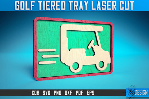 Golf Tiered Tray Laser Cut SVG | Tiered Tray Laser Cut SVG Design | CNC Files SVG Fly Design 