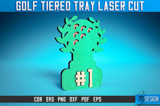 Golf Tiered Tray Laser Cut SVG | Tiered Tray Laser Cut SVG Design | CNC Files SVG Fly Design 