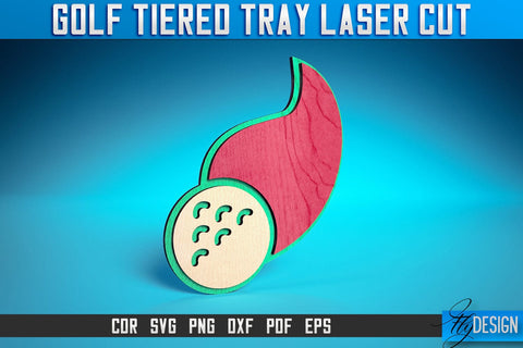 Golf Tiered Tray Laser Cut SVG | Tiered Tray Laser Cut SVG Design | CNC Files SVG Fly Design 