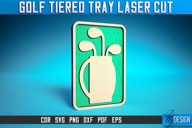 Golf Tiered Tray Laser Cut SVG | Tiered Tray Laser Cut SVG Design | CNC Files SVG Fly Design 