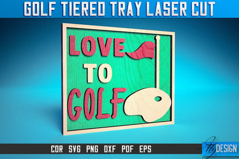 Golf Tiered Tray Laser Cut SVG | Tiered Tray Laser Cut SVG Design | CNC Files SVG Fly Design 