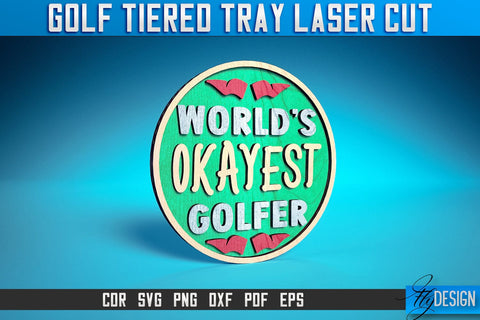 Golf Tiered Tray Laser Cut SVG | Tiered Tray Laser Cut SVG Design | CNC Files SVG Fly Design 