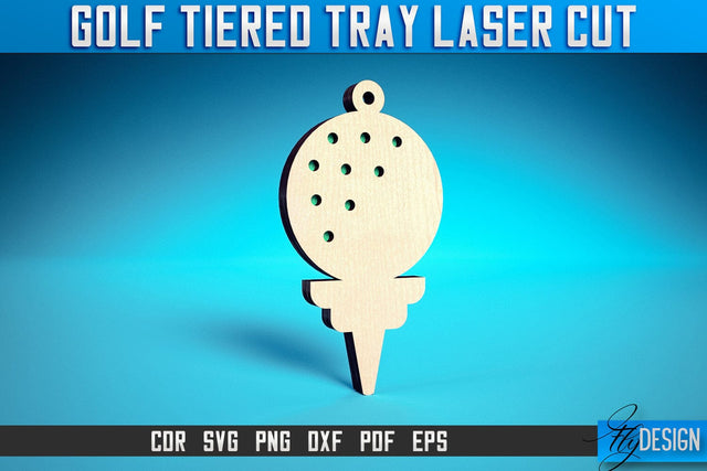 Golf Tiered Tray Laser Cut SVG | Tiered Tray Laser Cut SVG Design | CNC Files SVG Fly Design 