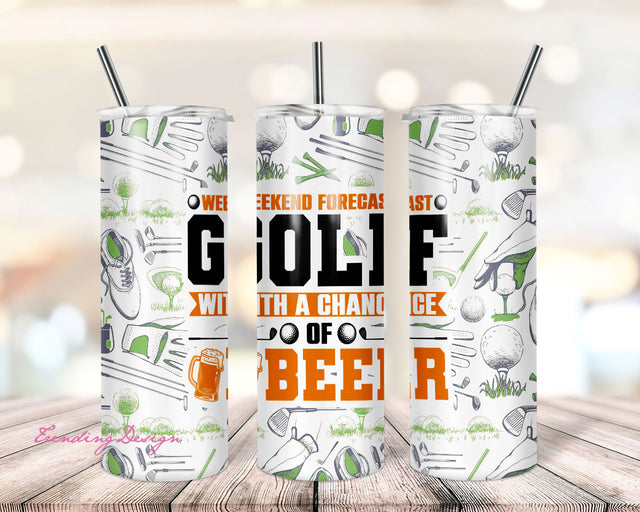 Golf with a Chance of Beer Tumbler PNG, 20oz Skinny Tumbler PNG, Sublimation Design Download Sublimation TrendingDesign 