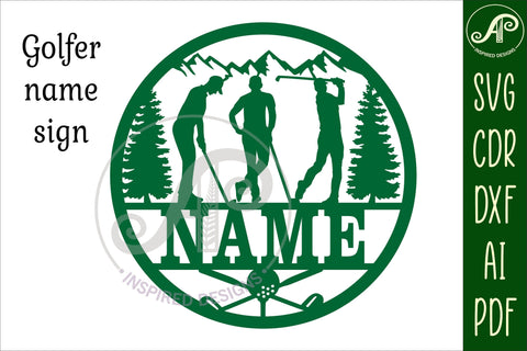 Golfer male name sign svg laser cut template SVG APInspireddesigns 