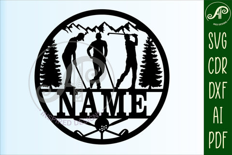 Golfer male name sign svg laser cut template SVG APInspireddesigns 