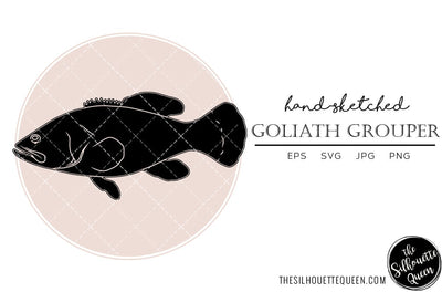 Goliath Grouper Hand sketched, hand drawn vector clipart SVG Loveleen Kaur 