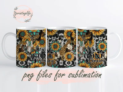 Gone Country Mug Sublimation Designs, Bull Skull Mug Png, Digital Download Sublimation PrintingLife 