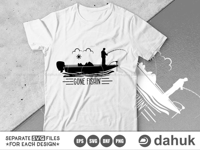 Gone Fishin svg, Gone Fishing, Bass Boat, Bass Boat svg, Cut file, for silhouette, Clipart, cricut design space, vinyl cut files SVG dahukdesign 