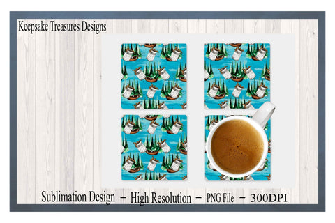 Gone Fishing 11oz Mug Wrap and Coaster Template, Gifts For Dad, Fisherman Lovers, PNG for Sublimation Design, Sublimation Keepsake Treasures Designs LLC. 