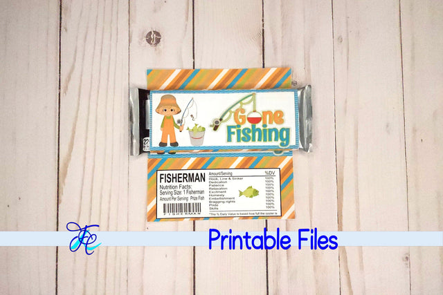 Gone Fishing (Boy) Candy Bar Wrapper 3D Paper Family Creations 