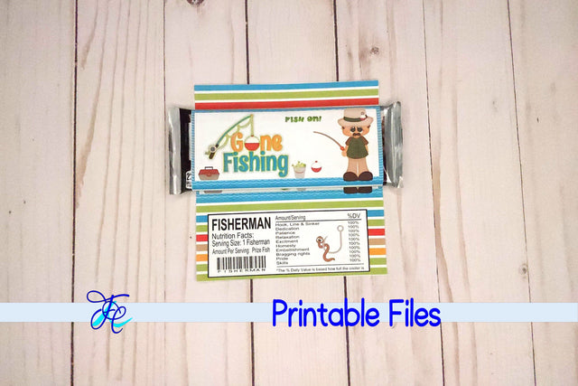 Gone Fishing (Man) Candy Bar Wrapper 3D Paper Family Creations 