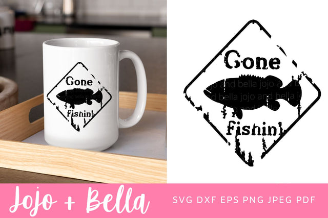 Gone Fishing Sign SVG, Fishing Sign Svg, Grunge Fishing Sign Svg, Fishing Svg, Svg files for Cricut, Silhouette, Sublimation Designs SVG Jojo&Bella 
