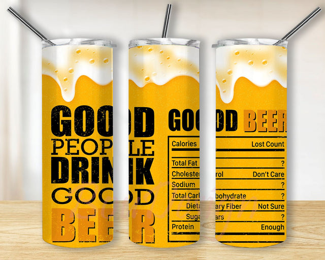 Good Beer 20oz Skinny Tumbler Sublimation Wrap Design PNG Digital Download Sublimation BouDesign 